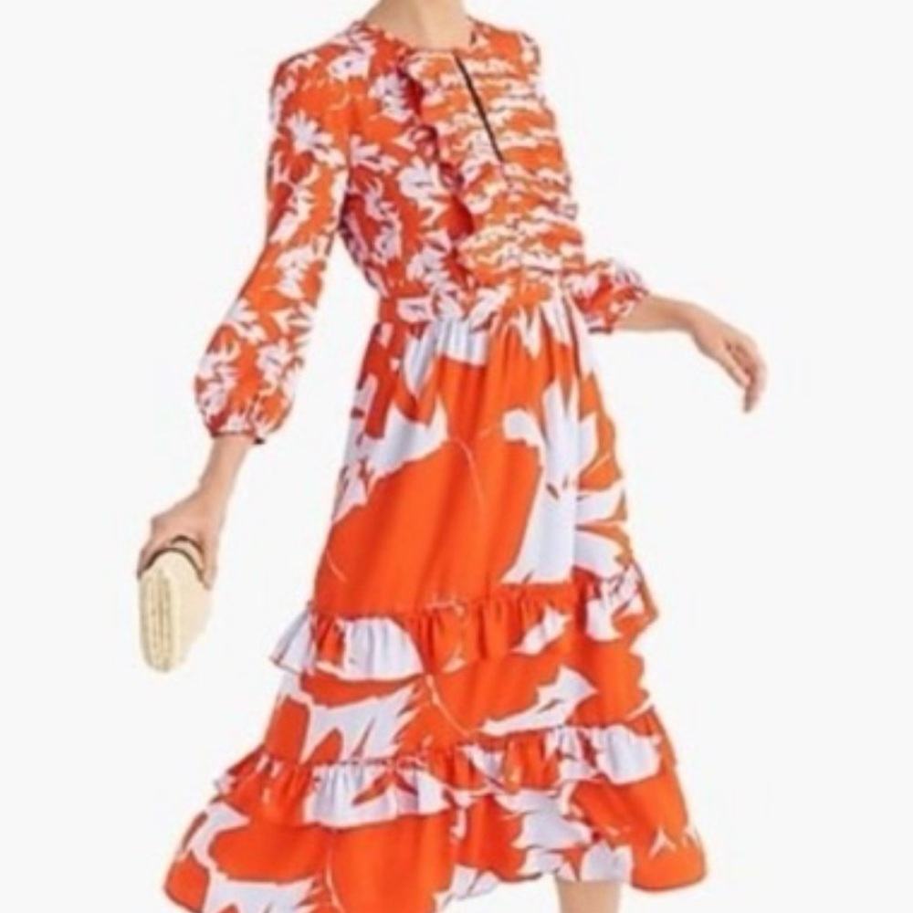 Floral Orange and Blue Women's Dress